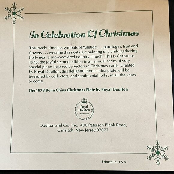 Royal Doulton Christmas Plate Child Gathering Holly Vintage 1978 - Picture 9 of 10